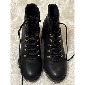 Women's Korks By Kork-Ease Erica Black lace Up Block Heel Ankle Boots Size 8.5